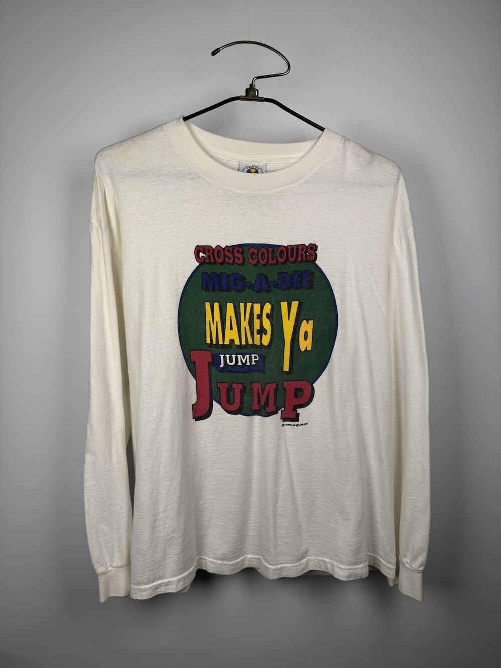 Vintage 90’s Cross Colours MIG-A-DEE Makes Ya Jump Hip Hop Longsleeve XL 24x27